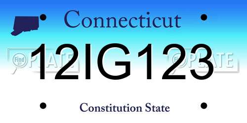 12IG123 Connecticut License Plate