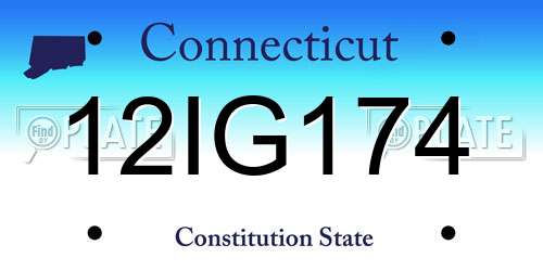 12IG174 Connecticut License Plate
