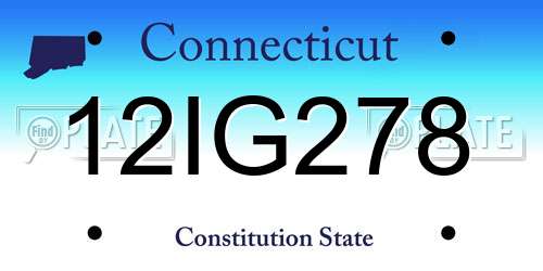12IG278 Connecticut License Plate