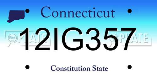 12IG357 Connecticut License Plate