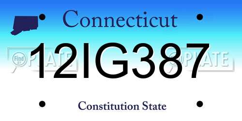 12IG387 Connecticut License Plate
