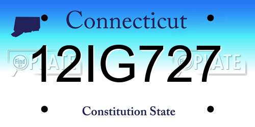 12IG727 Connecticut License Plate