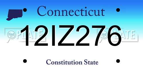 12IZ276 Connecticut License Plate