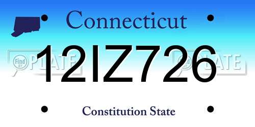 12IZ726 Connecticut License Plate