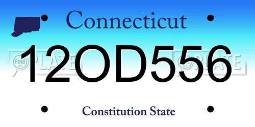 12OD556 Connecticut License Plate