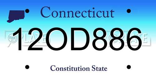12OD886 Connecticut License Plate