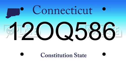 12OQ586 Connecticut License Plate
