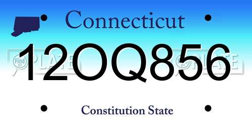 12OQ856 Connecticut License Plate