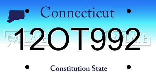 12OT992 Connecticut License Plate