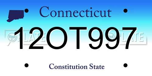 12OT997 Connecticut License Plate