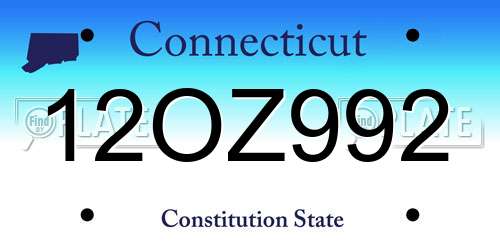 12OZ992 Connecticut License Plate