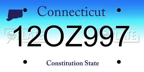 12OZ997 Connecticut License Plate