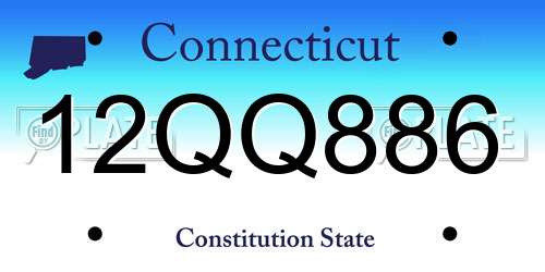 12QQ886 Connecticut License Plate