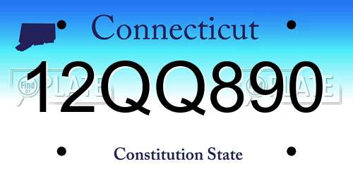 12QQ890 Connecticut License Plate