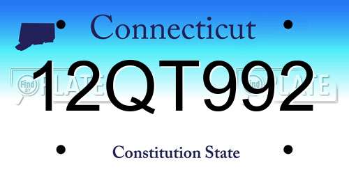 12QT992 Connecticut License Plate