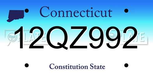 12QZ992 Connecticut License Plate
