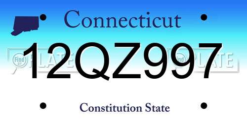 12QZ997 Connecticut License Plate