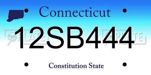 12SB444 Connecticut License Plate