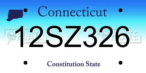12SZ326 Connecticut License Plate