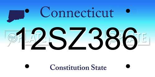 12SZ386 Connecticut License Plate