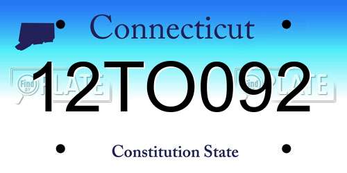 12TO092 Connecticut License Plate