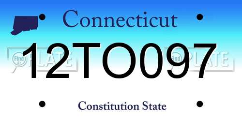 12TO097 Connecticut License Plate