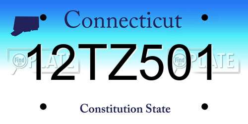 12TZ501 Connecticut License Plate