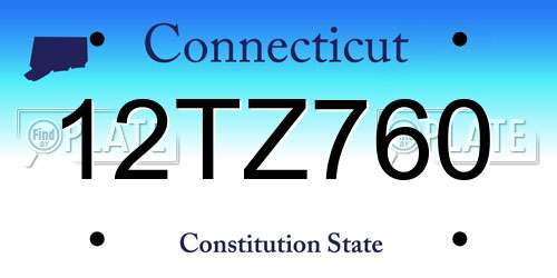 12TZ760 Connecticut License Plate