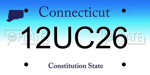 12UC26 Connecticut License Plate