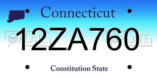 12ZA760 Connecticut License Plate
