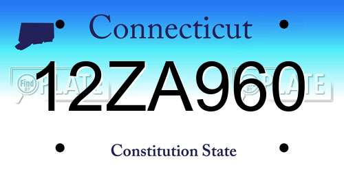 12ZA960 Connecticut License Plate