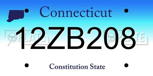 12ZB208 Connecticut License Plate