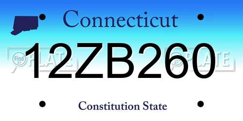 12ZB260 Connecticut License Plate