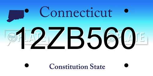12ZB560 Connecticut License Plate
