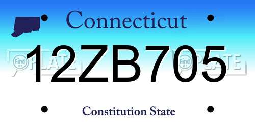12ZB705 Connecticut License Plate