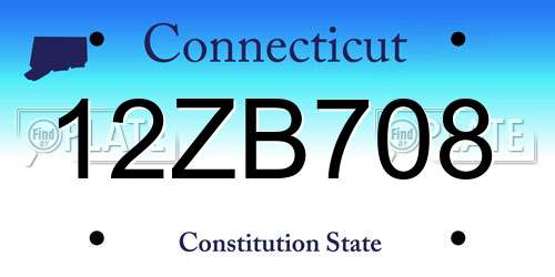 12ZB708 Connecticut License Plate