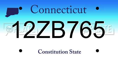 12ZB765 Connecticut License Plate