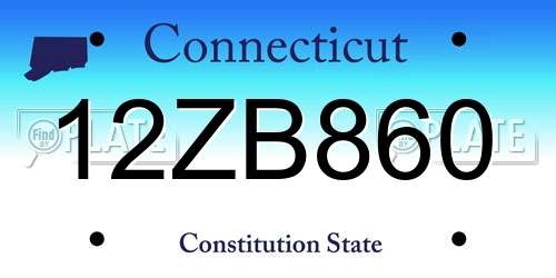12ZB860 Connecticut License Plate