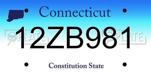 12ZB981 Connecticut License Plate