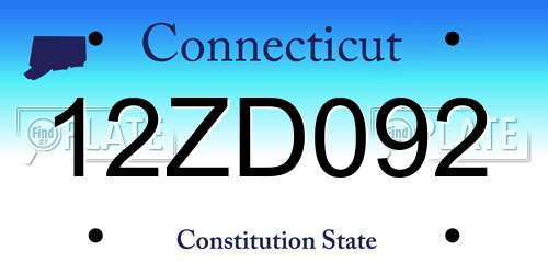 12ZD092 Connecticut License Plate