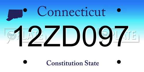 12ZD097 Connecticut License Plate