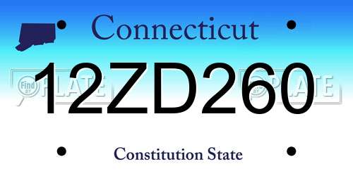 12ZD260 Connecticut License Plate