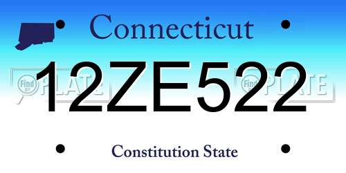 12ZE522 Connecticut License Plate