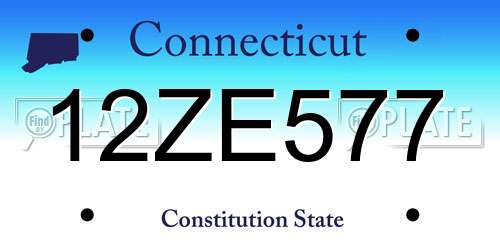 12ZE577 Connecticut License Plate