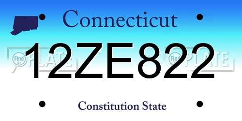 12ZE822 Connecticut License Plate
