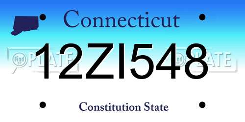 12ZI548 Connecticut License Plate
