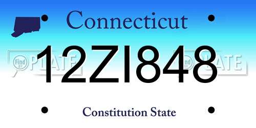 12ZI848 Connecticut License Plate
