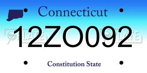 12ZO092 Connecticut License Plate