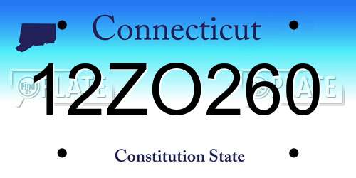 12ZO260 Connecticut License Plate