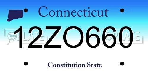 12ZO660 Connecticut License Plate